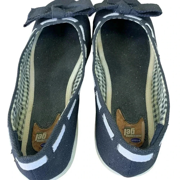 Dr. Scholl's Canvas Bow Tie Low Wedge Pump Slip On Shoes Size 10M Blue Glitters - Picture 6 of 16